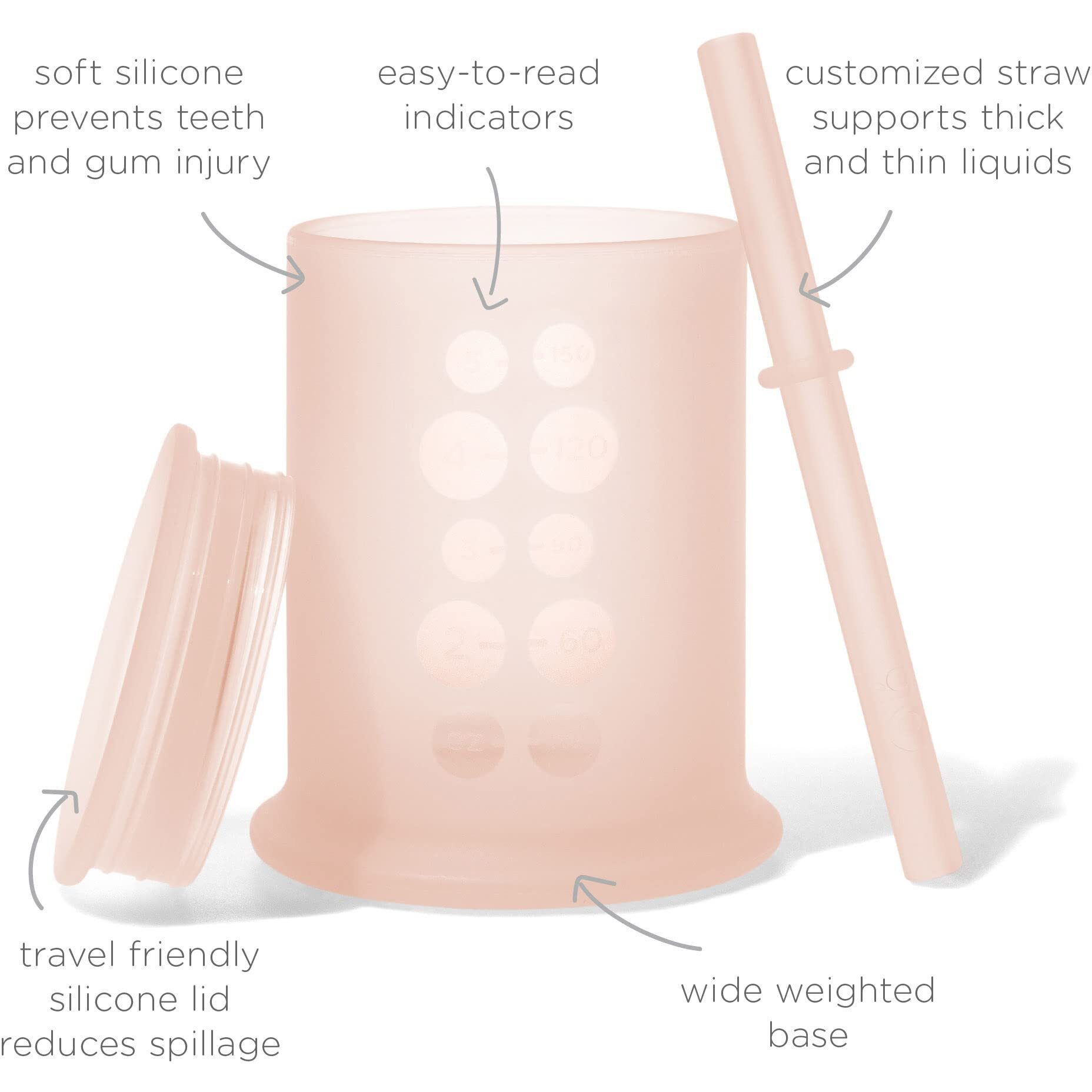 Olababy Silicone Training Cup With Straw Lid |Water Drinking Cup For Babies | 6+ Mo Infant To 12-18 Months Toddler | Sippy Cup For Kids & Smoothie Cup | Baby Led Weaning Supplies & Baby Shower Gifts