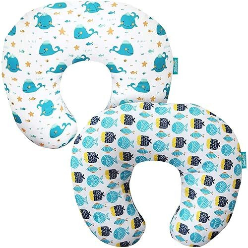Biloban Nursing Pillow Cover 2 Pack For Breastfeeding Pillow, Ultra Soft And Cozy Nursing Slipcovers, Snug Fits Boppy Pillow, Perfect Choice For Mom