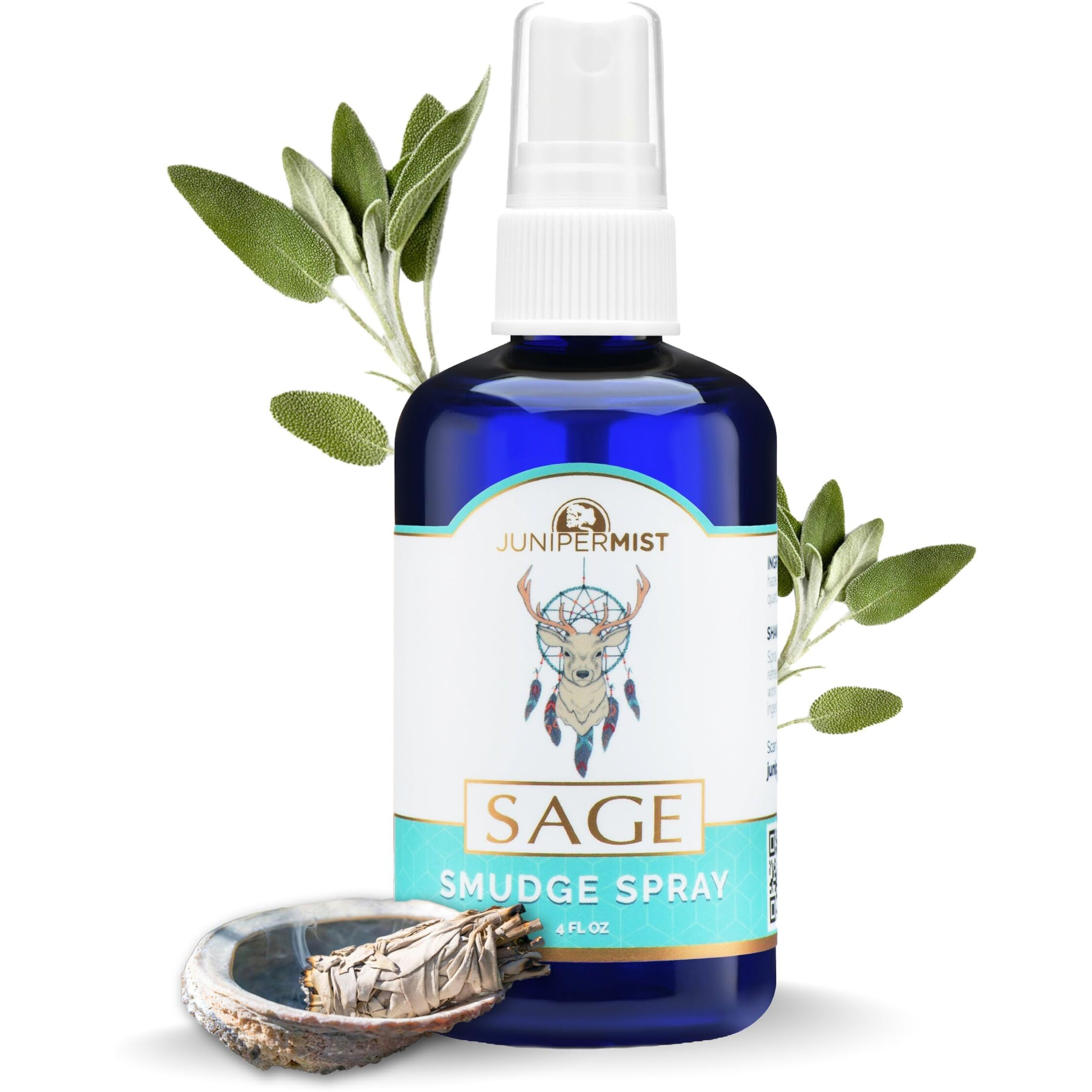 White Sage Smudge Spray (4Oz) - Cleanse And Protect - Smudge Spray For Cleansing Negative Energy & Aura - Smokeless Sage Mist With Real Quartz - Made In Usa