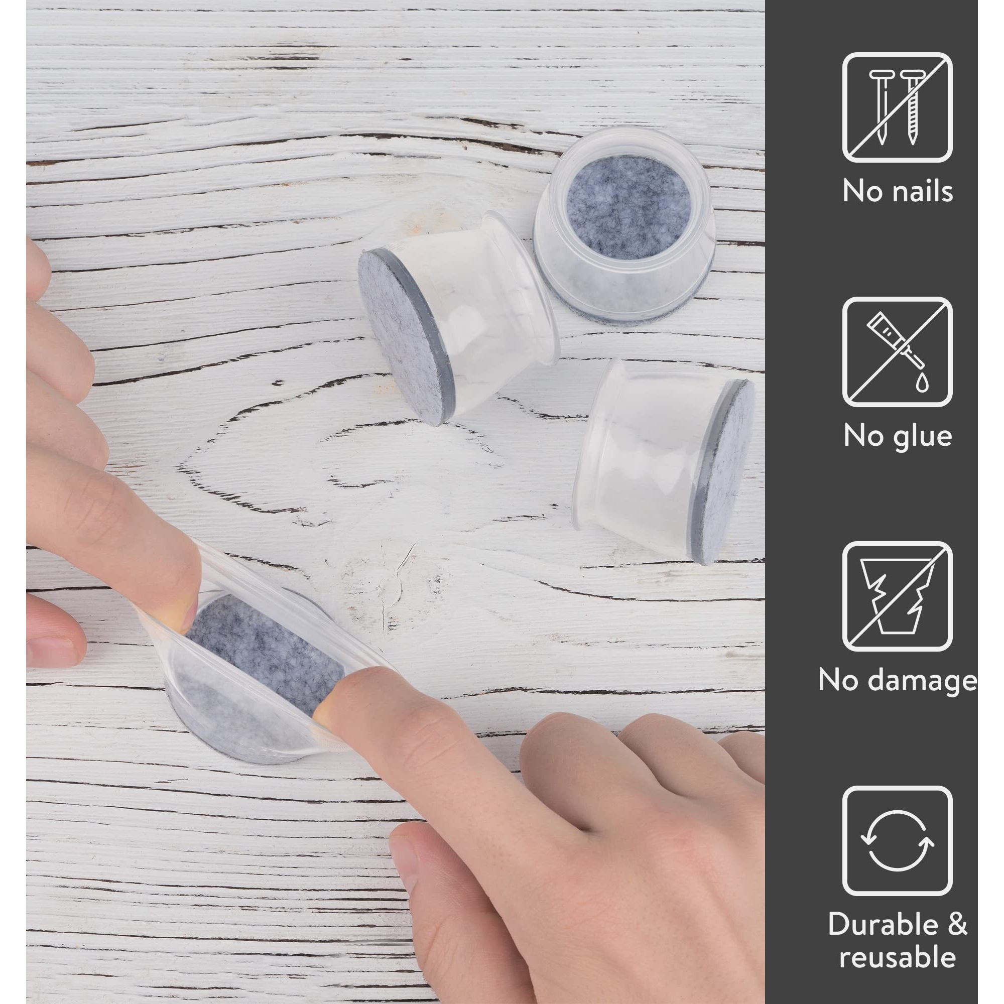 Aneaseit Chair Leg Floor Protectors - 1&quot X 16 Pcs Clear - Felt Bottom Silicone Pads For Hardwood Floors & Furniture Feet - Rubber Caps For Chairs - X-Small