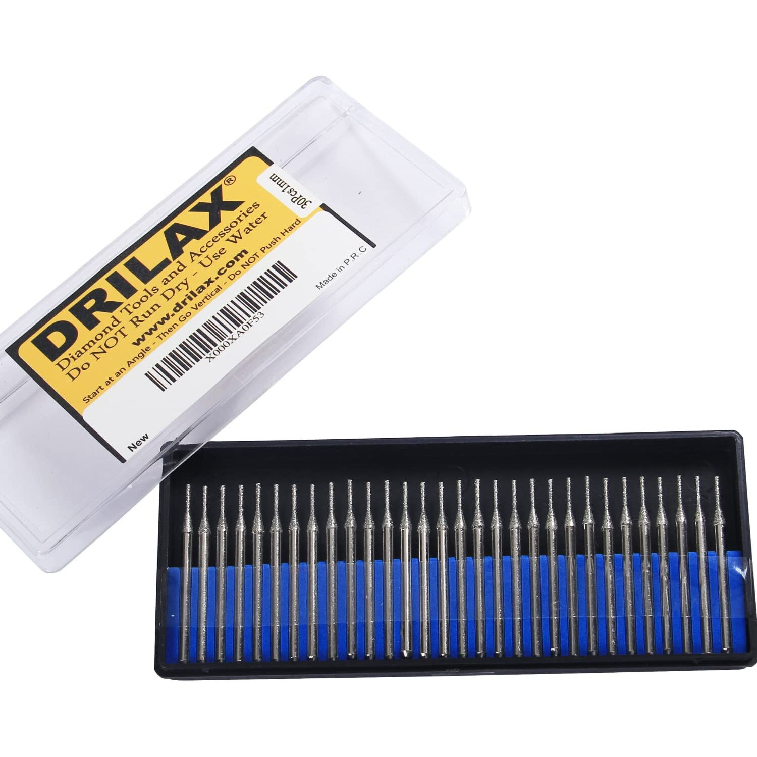 1Mm Diamond Drill Bit Bur Set Jewelry Beach Sea Glass Shells Gemstones 1/24 Inch Tip Bur 1/8 Inch Shank Dremel Compatible Burr Lapidary 30 Pieces In Case Gems Natural Stones Drilling 1 Mm