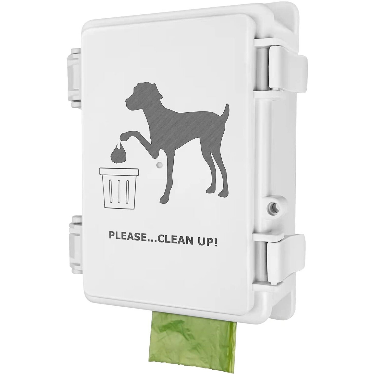 Dog Poop Bag Dispenser Wall Mounted Waterproof Outdoor Pet Waste Bags Dispenser Station Stake, Pole, Fence Mounted Fits Home, Porch, Back Yard (White,Only Dispenser)