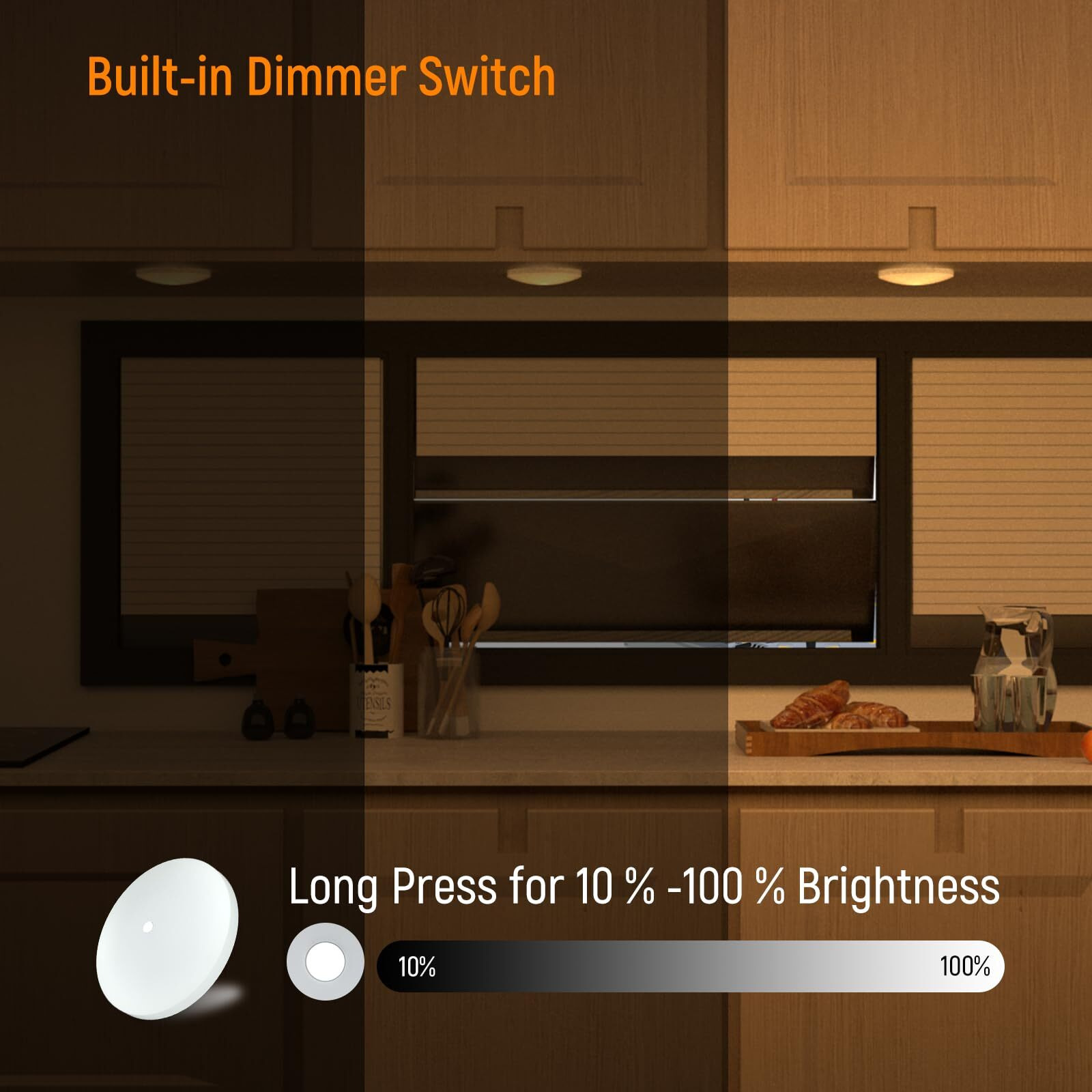 Obeaming 2 Pack Rv Interior Ceiling Dome Light 4.5 Inch, Press Dimmer Switch & Blue Nightlight,12V Dimmable Puck Light For Motorhome Trailer Fifth Wheel Truck Coach Enclosed Trailer(3000K)