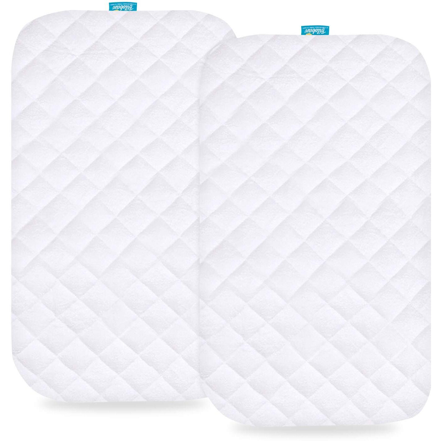 Waterproof Bassinet Mattress Pad Cover Fit For Fodoss, Miclassic, Bellababy And Dream On Me Seashell/Waves 3-In-1 Baby Bassinet, 2 Pack, Ultra Soft Bamboo Surface, Breathable And Easy Care