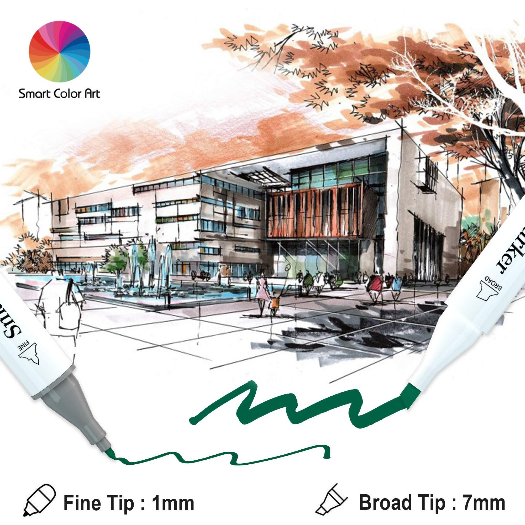 Art Markers, 65 Coloring Markers And 1 Blender, 66 Pack Alcohol Based Dual Tip Permanent Markers Highlighters With Case, Excellent For Adults Kids Coloring Marking Drawing Sketching By Smart Color Art