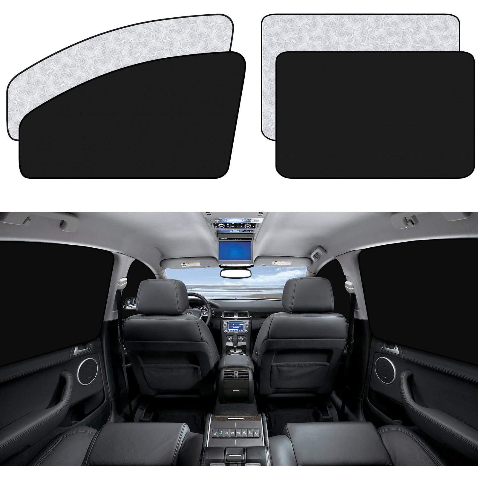 Zatooto Car Window Sun Shades Covers - 4 Pcs Magnetic Privacy Side Sunshades Blackout Auto Camping Curtains Accessories For Sleeping Family And Women Men Kids Baby