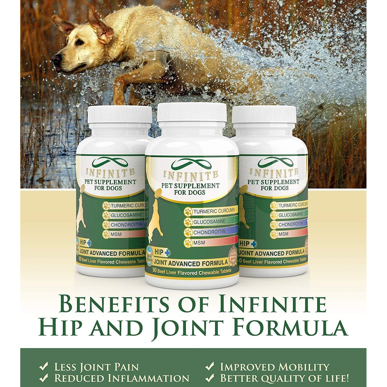 All-Natural Hip & Joint Supplement For Dogs - With Glucosamine, Chondroitin, Msm, And Organic Turmeric - Improves Mobility And Eases Discomfort Best For Large & Small Dog - 90 Chewable Treats