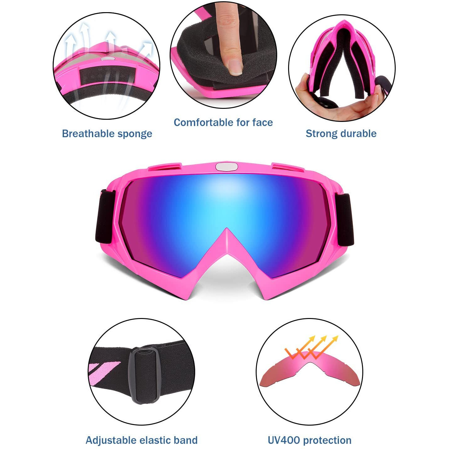 Kemimoto Dirt Bike Goggles Motocross Goggles Atv Utv Goggles Anti Uv Riding Goggles Ski Goggles