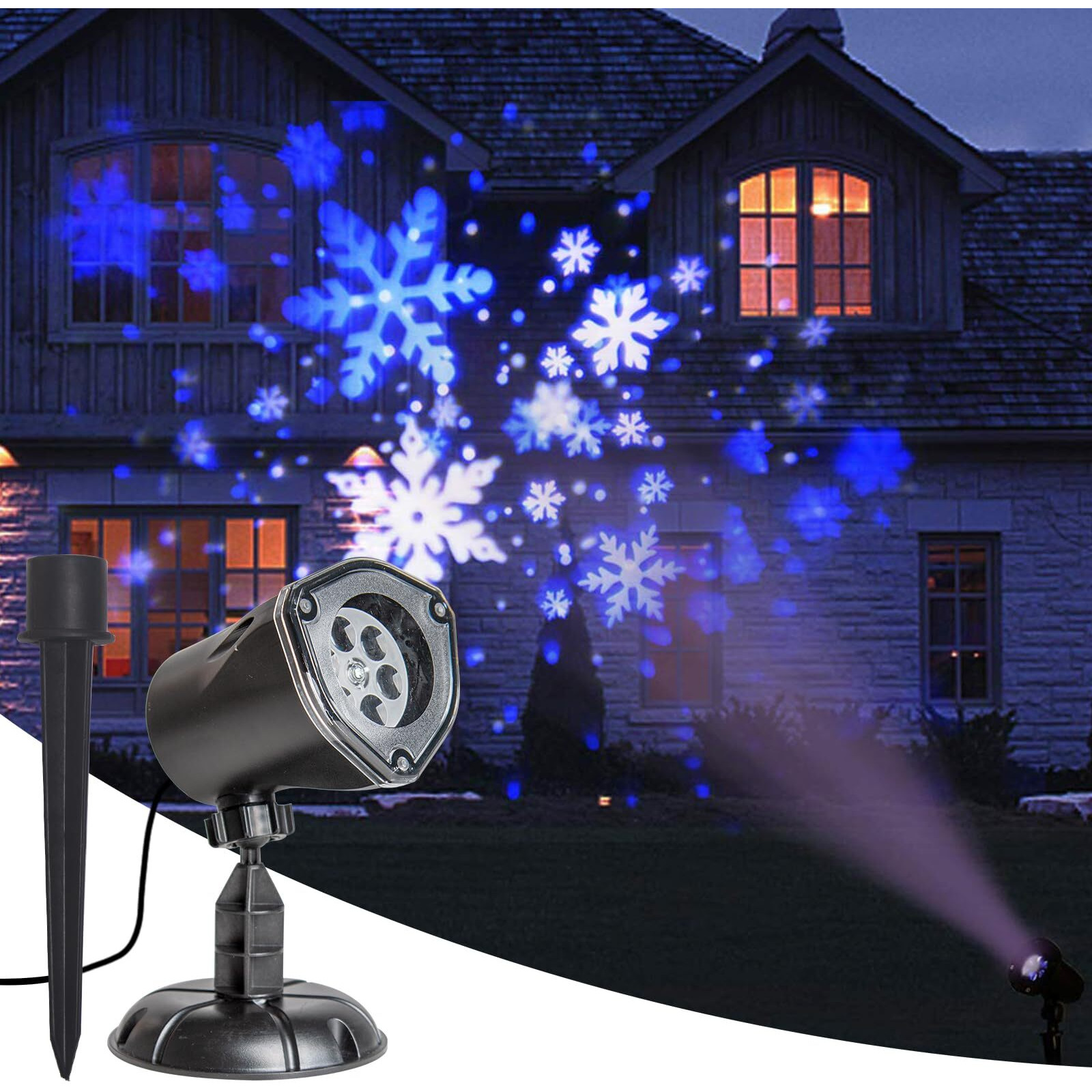 Eambrite Christmas Projector Lights Led White Blue Rotating Snowflake Projector Light For Birthday Wedding Theme Party Garden Home Winter Outdoor Indoor Decor