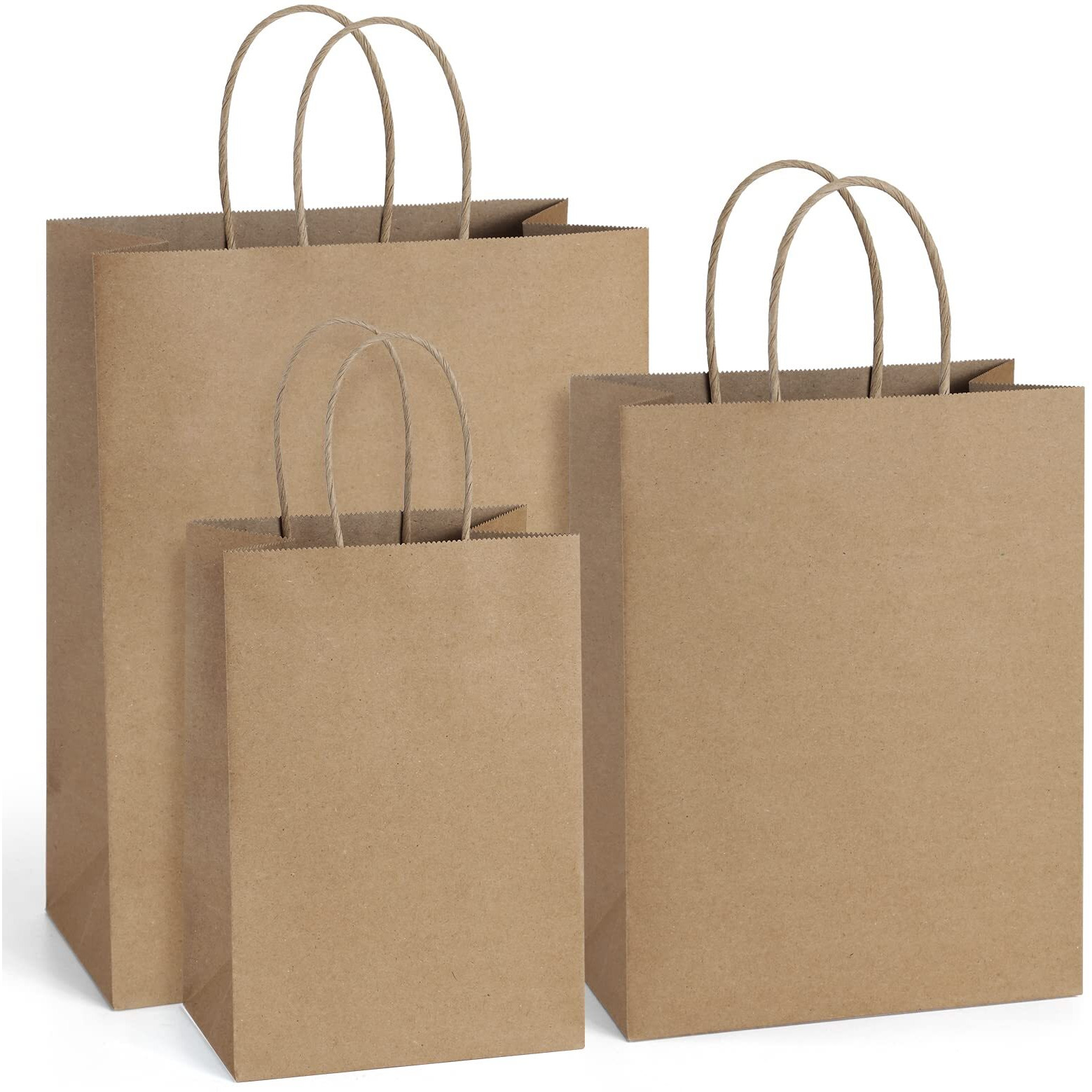 Bagdream Kraft Paper Bags 5X3X8& 8X4.25X10& 10X5X13 25 Pcs Each, Gift Bags With Handles, Paper Shopping Bags, Retail Merchandise Bags, 100% Recyclable Paper Sack