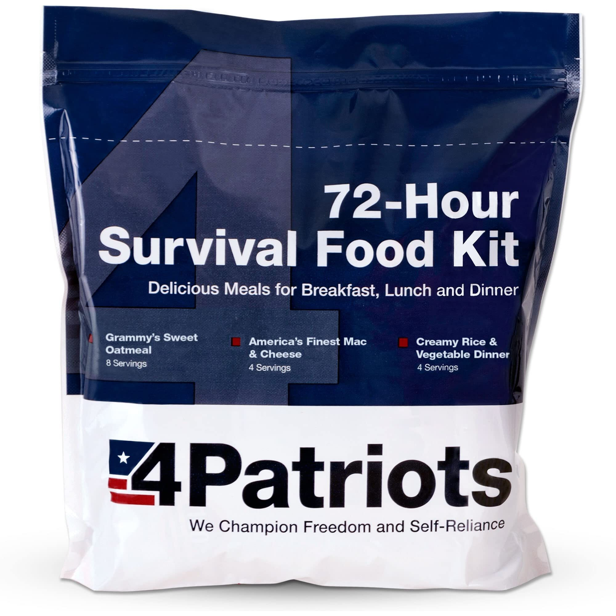 4Patriots 72-Hour Emergency Food Supply Survival Kit, Perfect For Camping, Freeze Dried Preparedness Food, Designed To Last 25 Years, Be Ready With 16 Servings Of Delicious Breakfast, Lunch, & Dinner