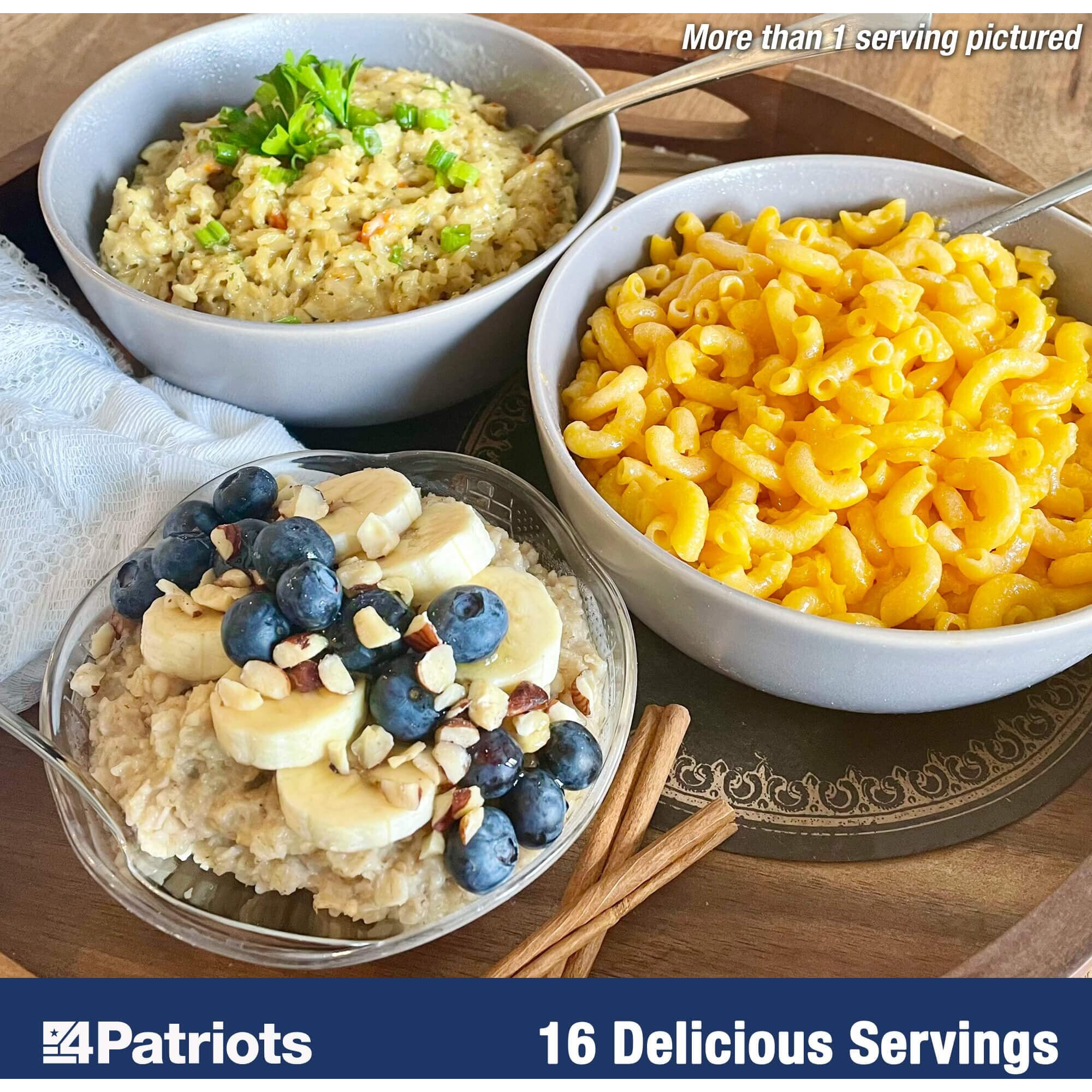 4Patriots 72-Hour Emergency Food Supply Survival Kit, Perfect For Camping, Freeze Dried Preparedness Food, Designed To Last 25 Years, Be Ready With 16 Servings Of Delicious Breakfast, Lunch, & Dinner