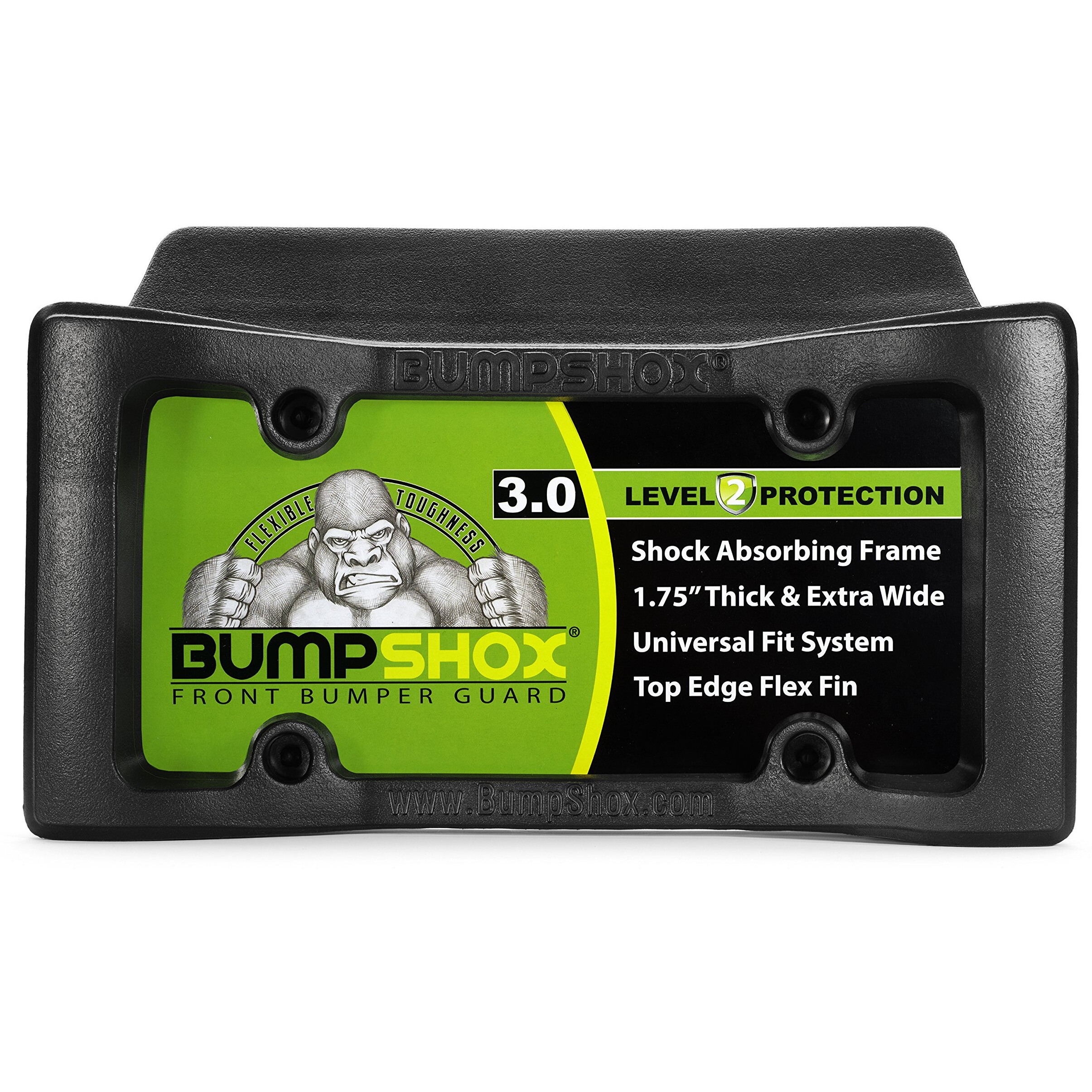 Bumpshox - The Original Front Bumper Guard & Front Bumper Protection License Plate Frame. Tougher Than Steel (Bumpshox 3.0 (1.75" Thick))