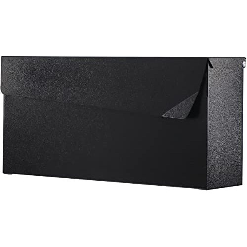 Kyodoled Wall-Mount Mailbox,Large Capacity Mail Box,Galvanized Steel Rust-Proof Metal Post Box,Mailboxes For Outside,14.56" X7" X4.13" Black