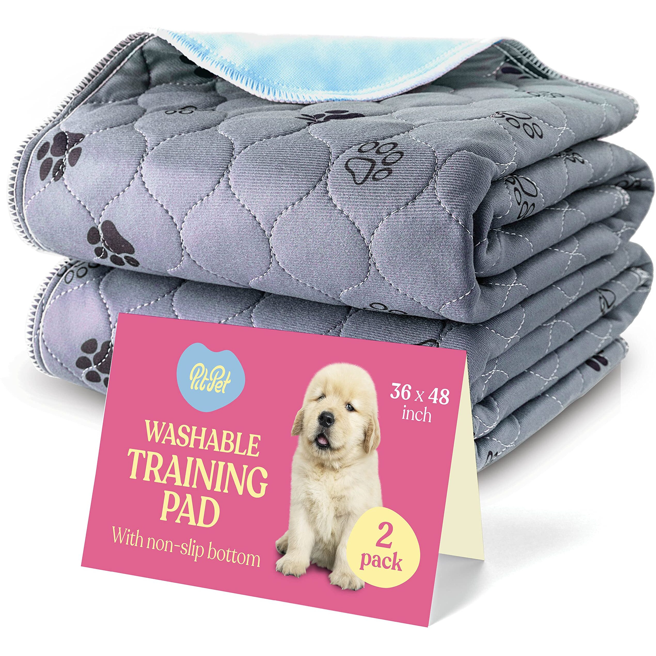 Super Absorbent Washable Pee Pads For Dogs - 2-Pack Superior Reusable Puppy Pads Pet Training Pads -100% Waterproof Dog Pee Pad Protects Against Urine Leakage Non-Slip Grip Prevents Slipping& Bunching