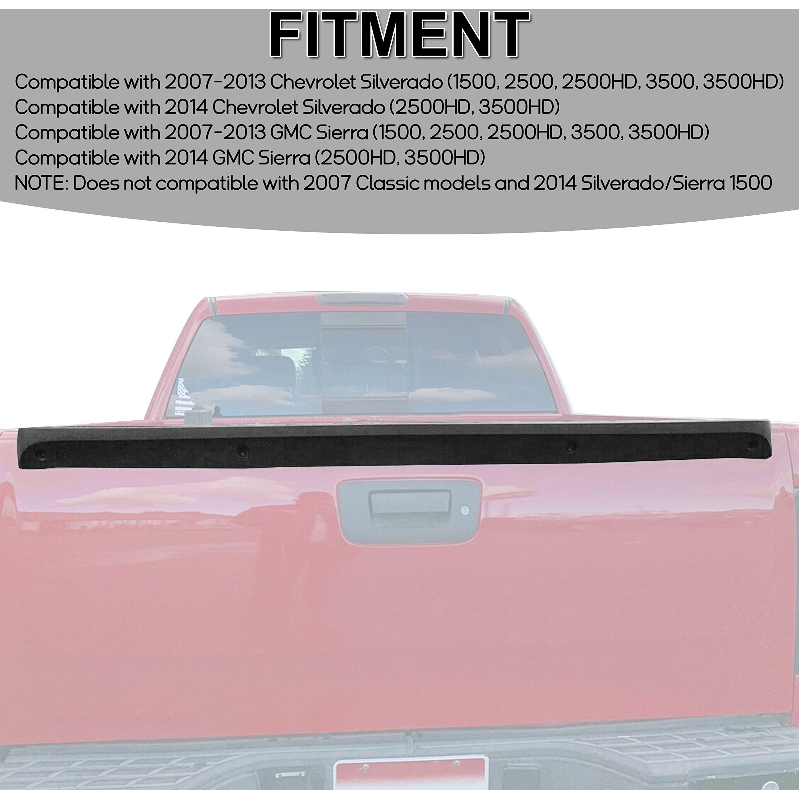 Ecotric Tailgate Cap Top Protector Molding Spoiler Cover Compatible With 2007-2013 Chevy Gmc Silverado Sierra 1500 2007-2014 2500 3500 Replacement For 25844299 Gm1904104