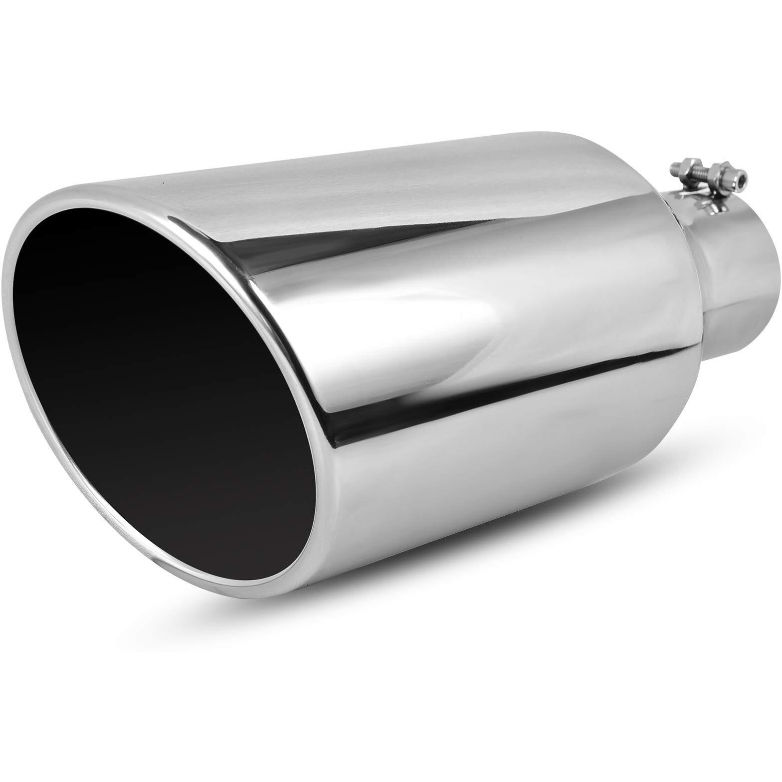 Autosaver88 3 Inch Inlet Exhaust Tip, 3" Inlet 6" Outlet 15" Long Exhaust Tip, Silver Stainless Steel Finish Tailpipe