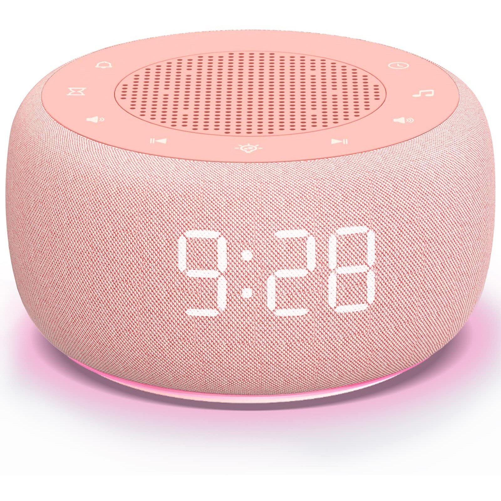 Buffbee Sound Machine & Alarm Clock 2-In-1-0-100% Display Dimmer, Under Light, Sleep Timer, Precise 30-Level Volume Control White Noise Machine