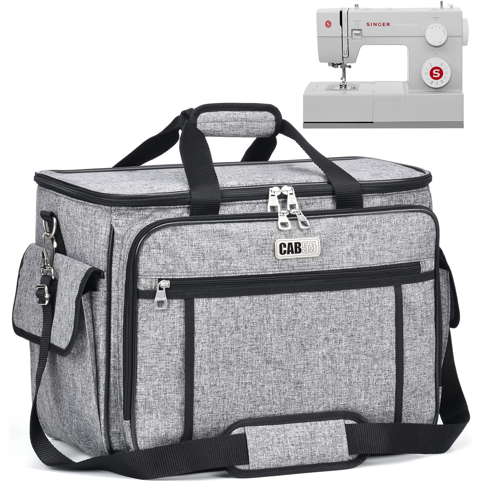 Cab55 Sewing Machine Case, Sewing Machine Carrying Bag With Removable Padding Pad, Tote Bag For Sewing Machine And Extra Sewing Accessories, Gray(17&quotX13&quotX14&quot)