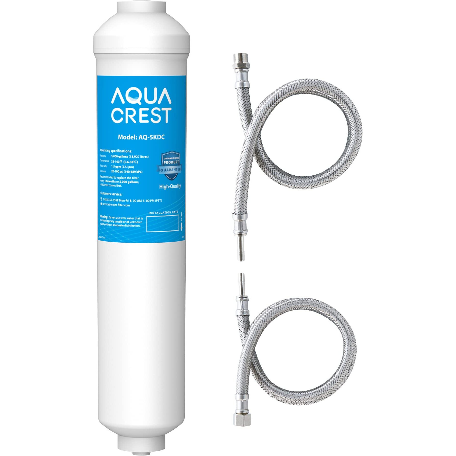 Aqua Crest 5Kdc Under Sink Water Filtration System, Direct Connect Under Sink Water Filter, Reduces Pfas, Pfoa/Pfos, Chlorine, Nsf/Ansi Tested 5K Gallons Ultra High Capacity, Usa Tech