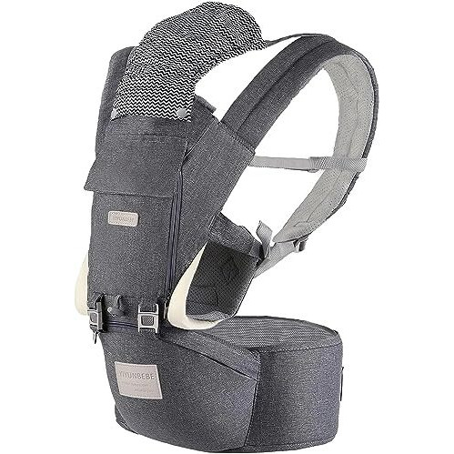 Yiyunbebe Baby Carrier Newborns To Toddler 7-45 Lbs All Seasons Foldable Baby Carriers Front And Back With Hip Seat Lumbar Support For Outdoor Hiking(Dark Grey)