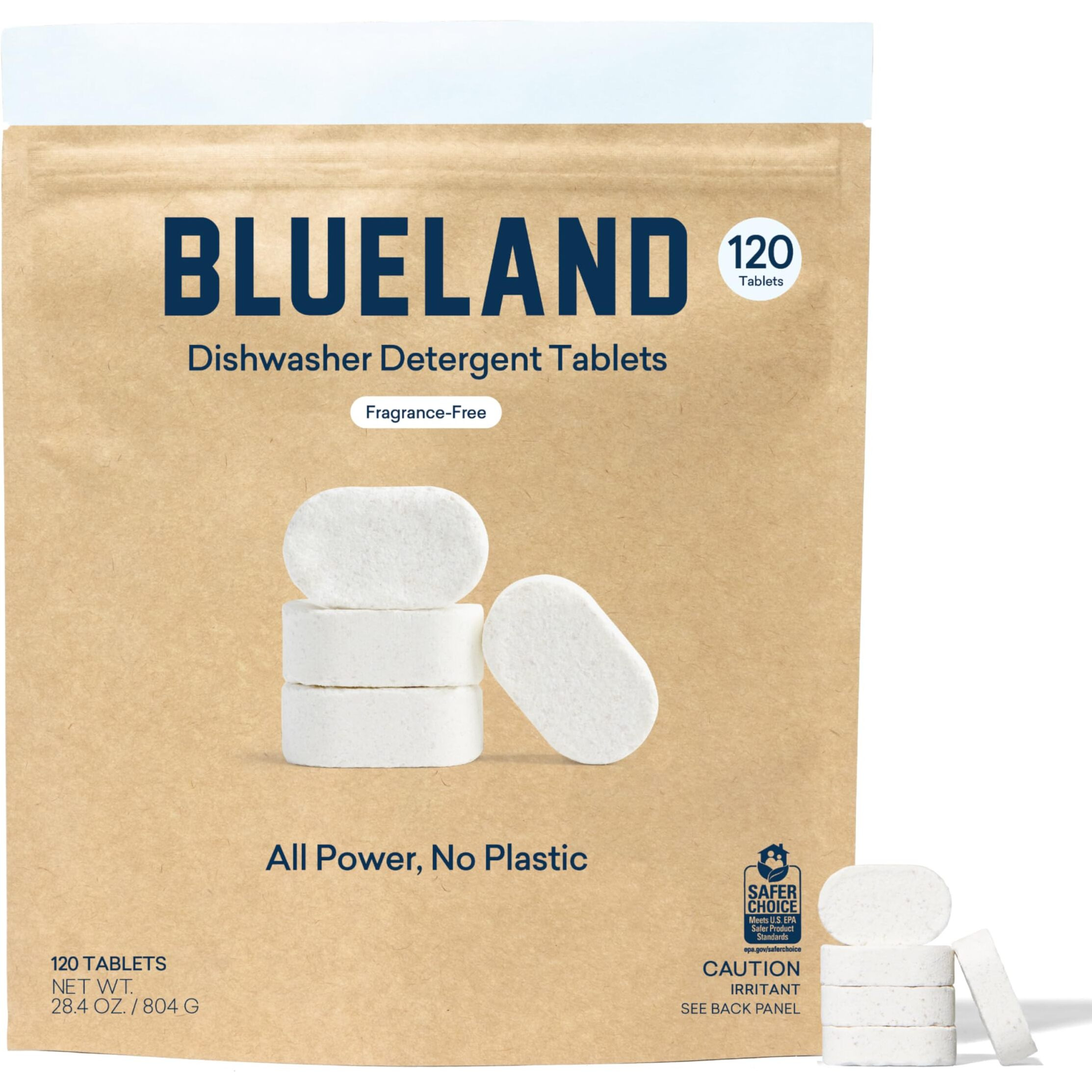 Blueland Plastic-Free Dishwasher Detergent Tablets, 120 Count, Unscented