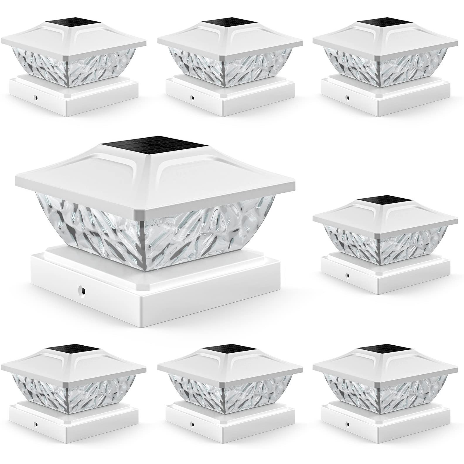 Ensli 8 Pack Solar Post Cap Lights, 2 Mode Bright Solar Post Lights Outdoor Waterproof Fence Post Cap Lights, Outdoor Post Lights Solar Powered Deck Lights For 4X4 4.5X4.5 5X5 Posts In Garden Decor