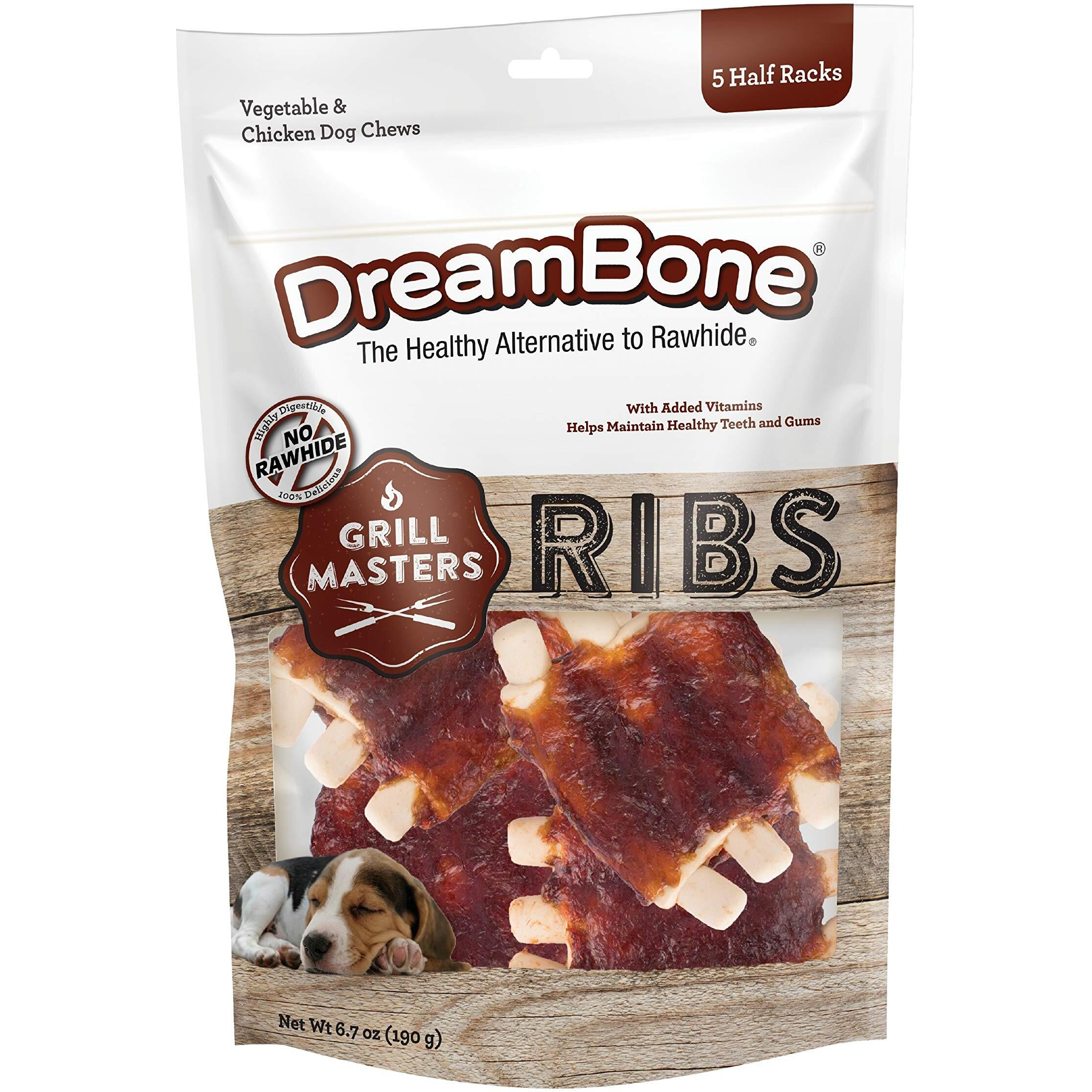Dreambone Grill Masters Ribs, No-Rawhide Chews For Dogs, 5 Half Racks