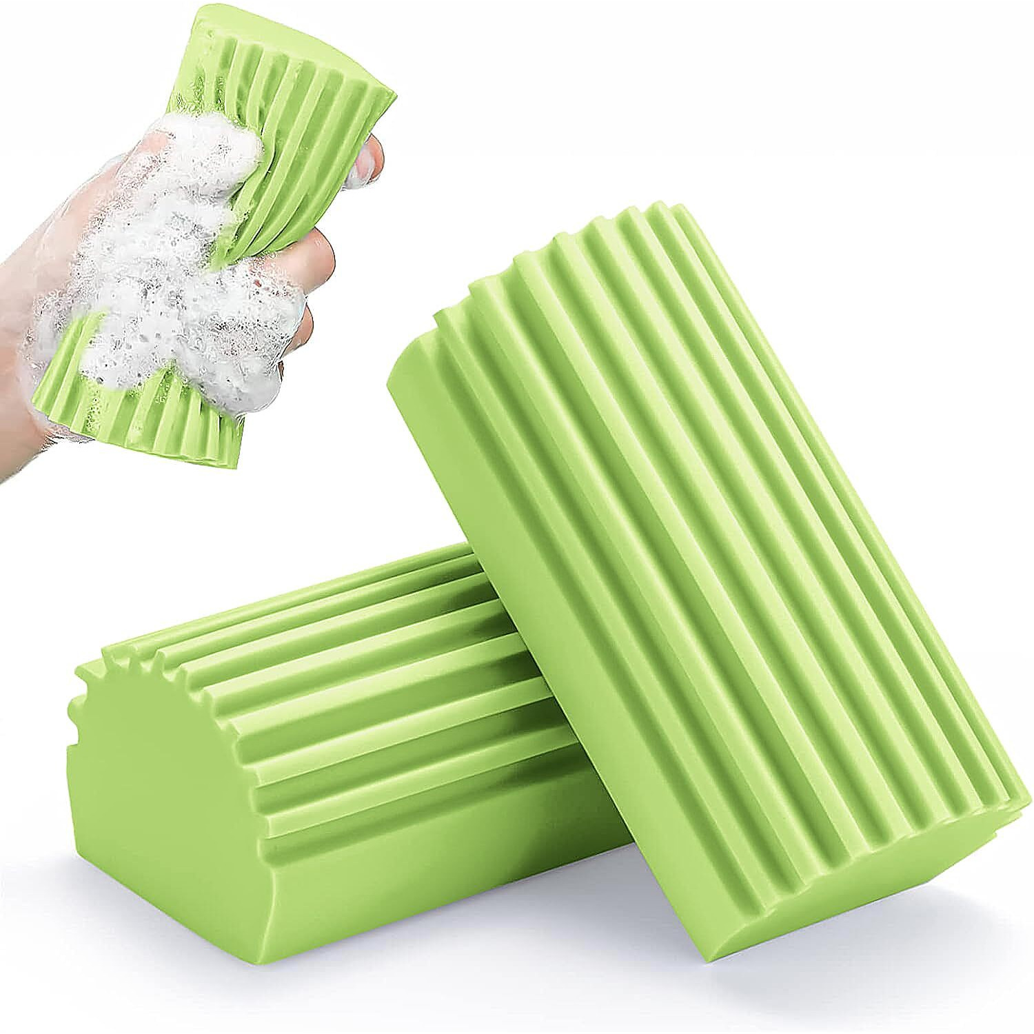 2-Pack Damp Clean Duster Sponge, Magic Cleaning Sponge Baseboard Cleaner Duster Sponge Tool, Dusters For Cleaning Baseboards, Vents, Mirrors, Ceiling Fan & Cobweb, No Dust Flying And Spreading