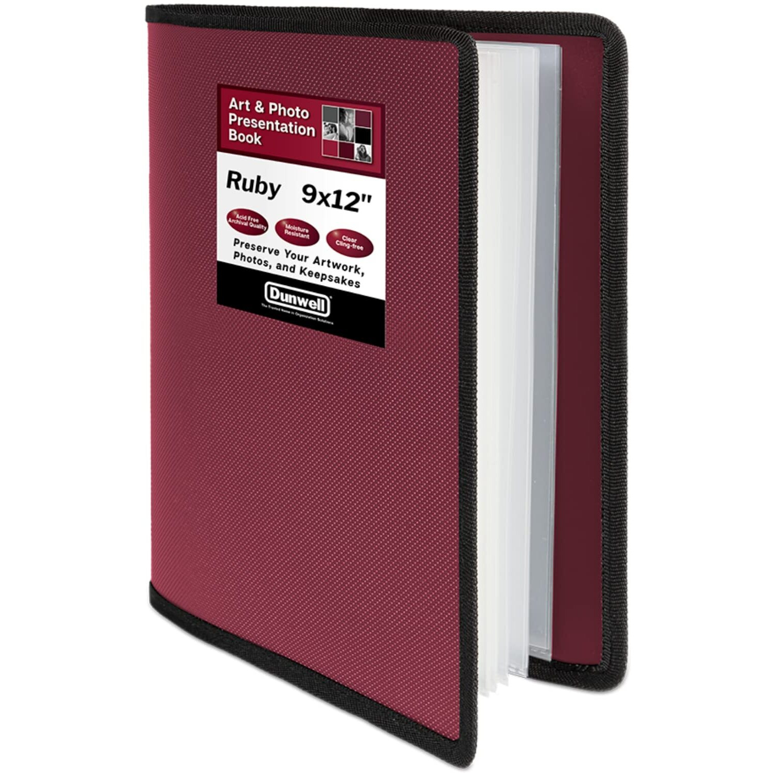 Dunwell 9X12 Art Portfolio Binder - (Ruby), Portfolio Folder For Artwork, 9 X 12 Art Folder, 24 Pockets Display 48 Pages, Portfolio Binder, Artist Portfolio, Art Binder, Kids 9X12 Art Portfolio