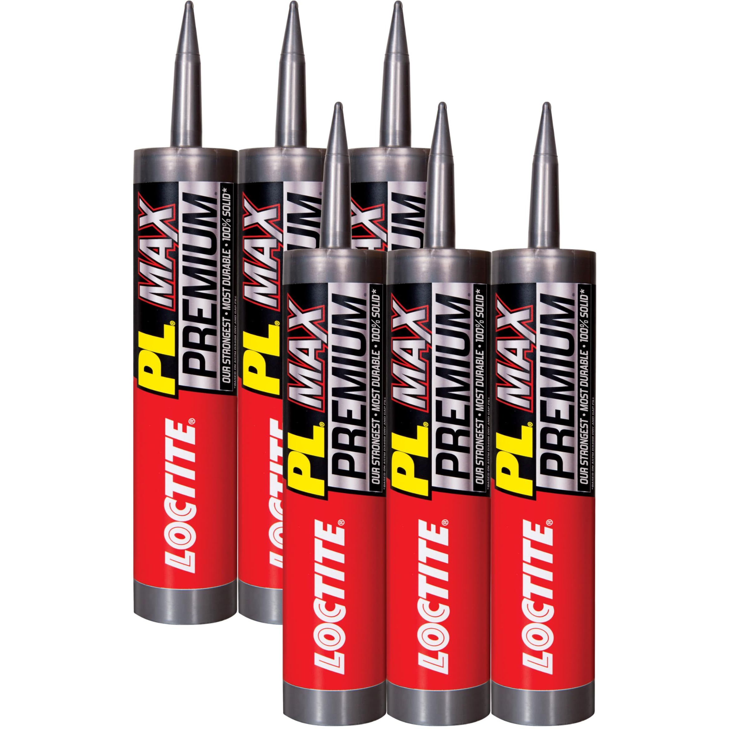 Loctite Pl Premium Max Construction Adhesive, 9 Fl Oz Cartridge, 6 Pack - Versatile Construction Glue For Wood, Concrete, Stone & More