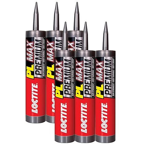 Loctite Pl Premium Max Construction Adhesive, 9 Fl Oz Cartridge, 6 Pack - Versatile Construction Glue For Wood, Concrete, Stone & More