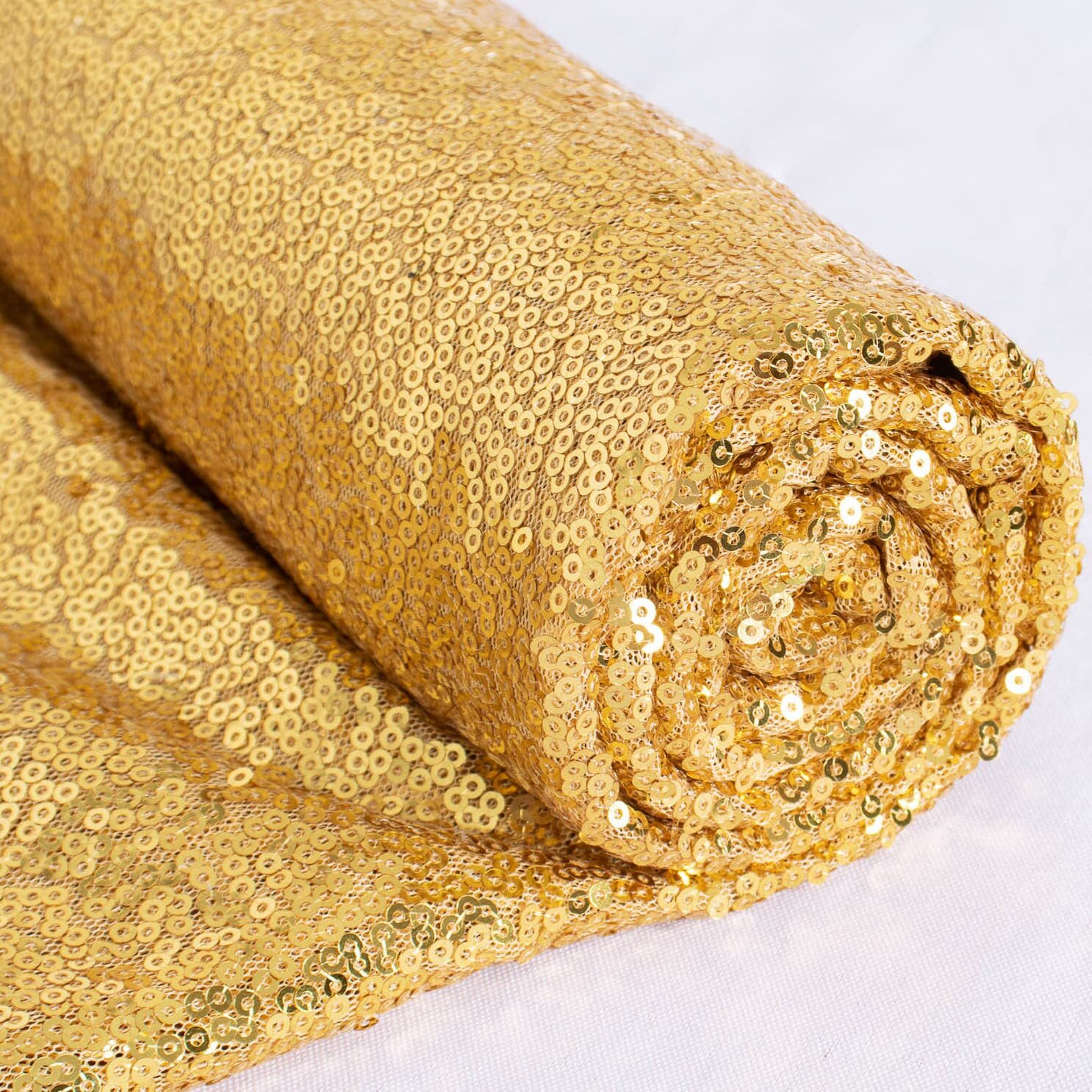 3 Feet 1 Yards-Gold-Sequin Fabric, By The Yard, Sequin Fabric, Tablecloth, Linen, For Xmas Decor (Gold)