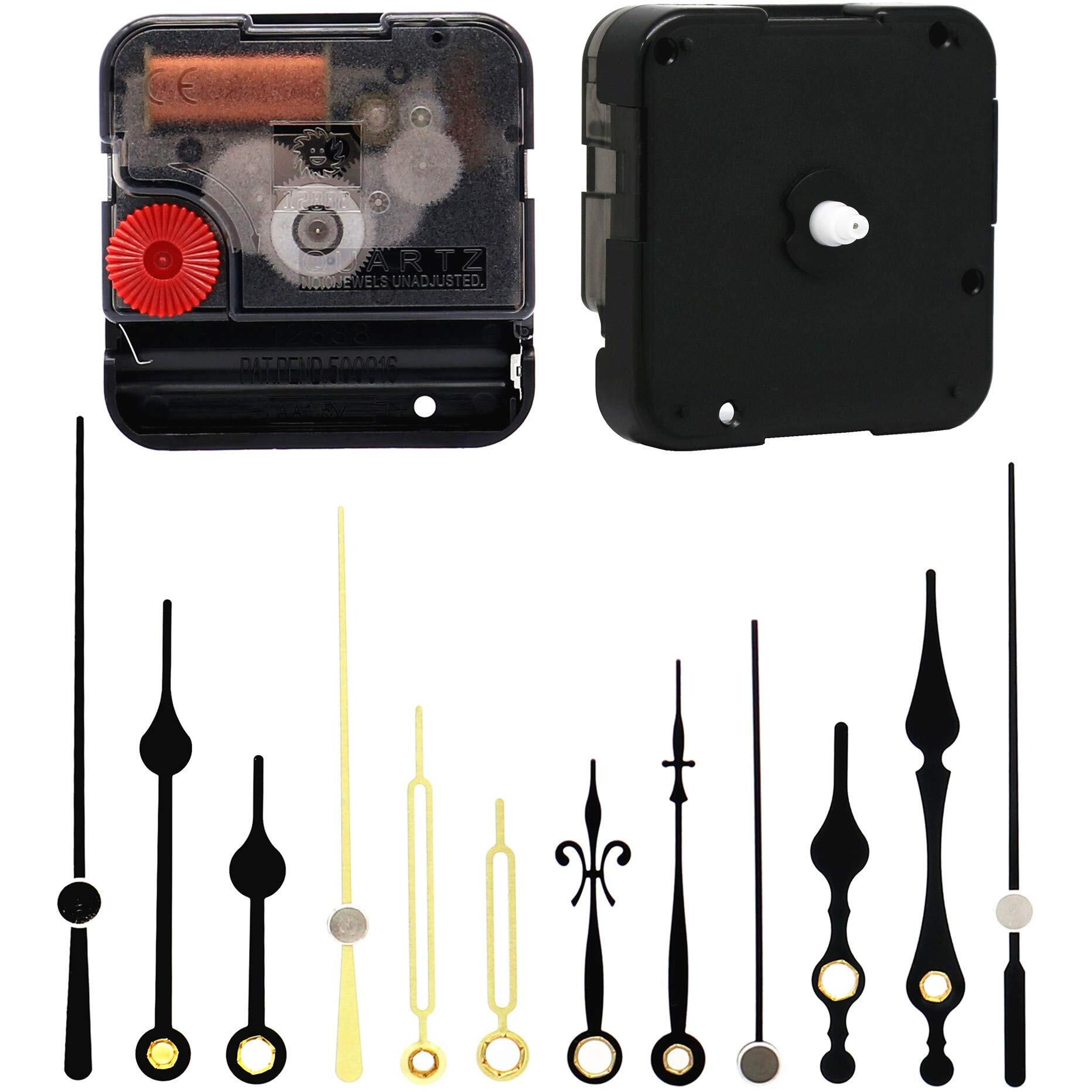 Youngtown 12888 Snap In Type 4.5Mm Hour Shaft Length Continuous Sweep Quartz Clock Movement,8Mm Total Shaft Length (C Hands)