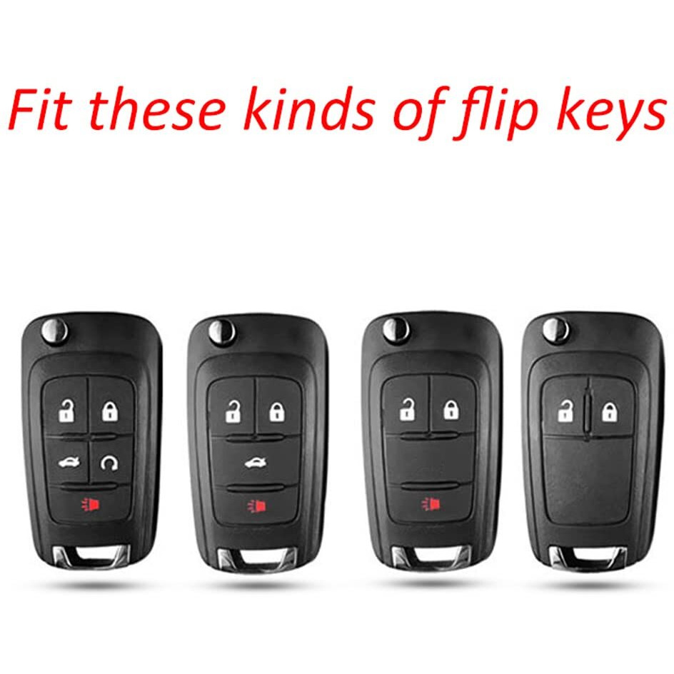 Cacacar For Chevy Key Fob Cover, Premium Tpu Full Protection Key Fob Case For Chevrolet Equinox Camaro Cruze Malibu Sonic Buick Terrain (5 Buttons Black)