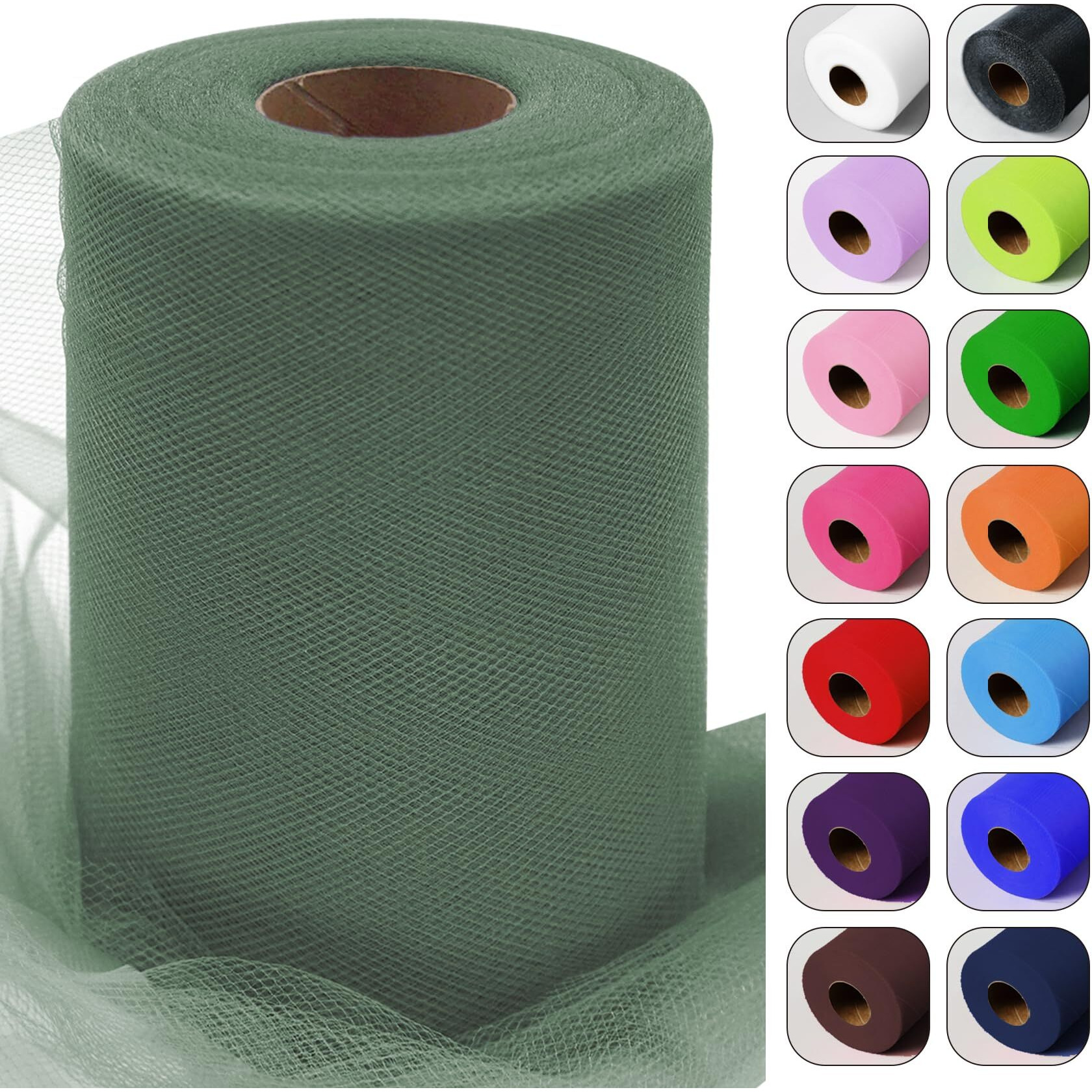 Tulle Fabric Roll 6" By 100 Yards (300 Feet) Sage Green Tulle Netting Spool For Tutu Skirt Gift Wrapping Bow Wedding Baby Shower Decoration Party Backdrop Diy Crafts (Sage Green)