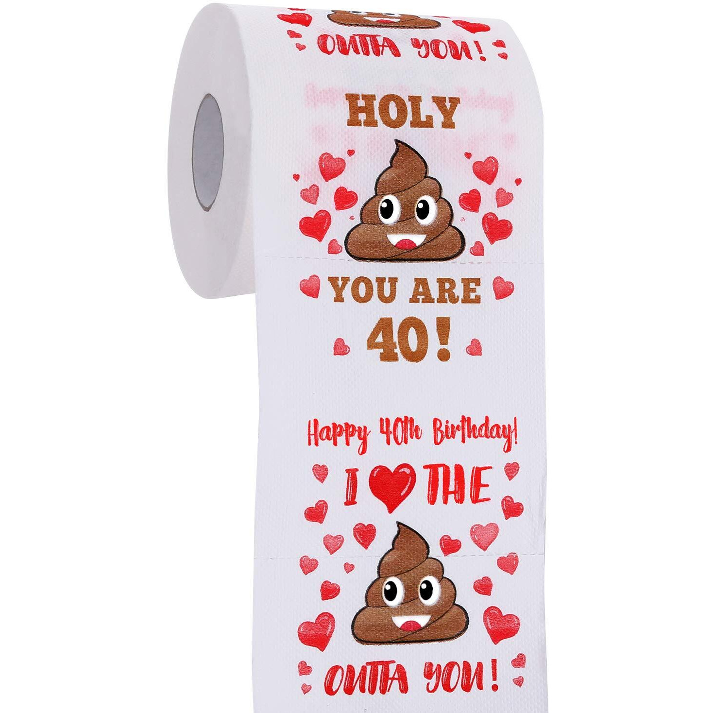 40Th Birthday Gifts For Men Women - Happy Prank Toilet Paper - 40Th Birthday Decorations, Party Supplies Favors - Funny Gag Gifts Novelty Bday Present For Him, Her, Friends - 380 Sheets & 3 Layers