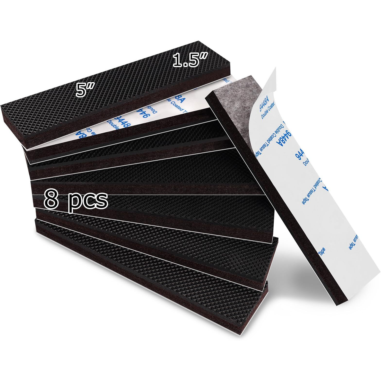 Rectangle Non Slip Furniture Pads 8 Pieces 1.5X5 Inch, Anti Slip Rubber Furniture Pads, Furniture Grippers For Hardwood Floors, Rubber Furniture Feet, Furniture Stoppers To Prevent Sliding