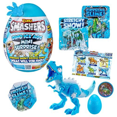 Zuru Smashers Mini Smashable Egg With Many Surprises - Exclusive Dino Ice Age T-Rex - Slime, Dinosaur Toy, Collectibles, Toys For Boys And Kids