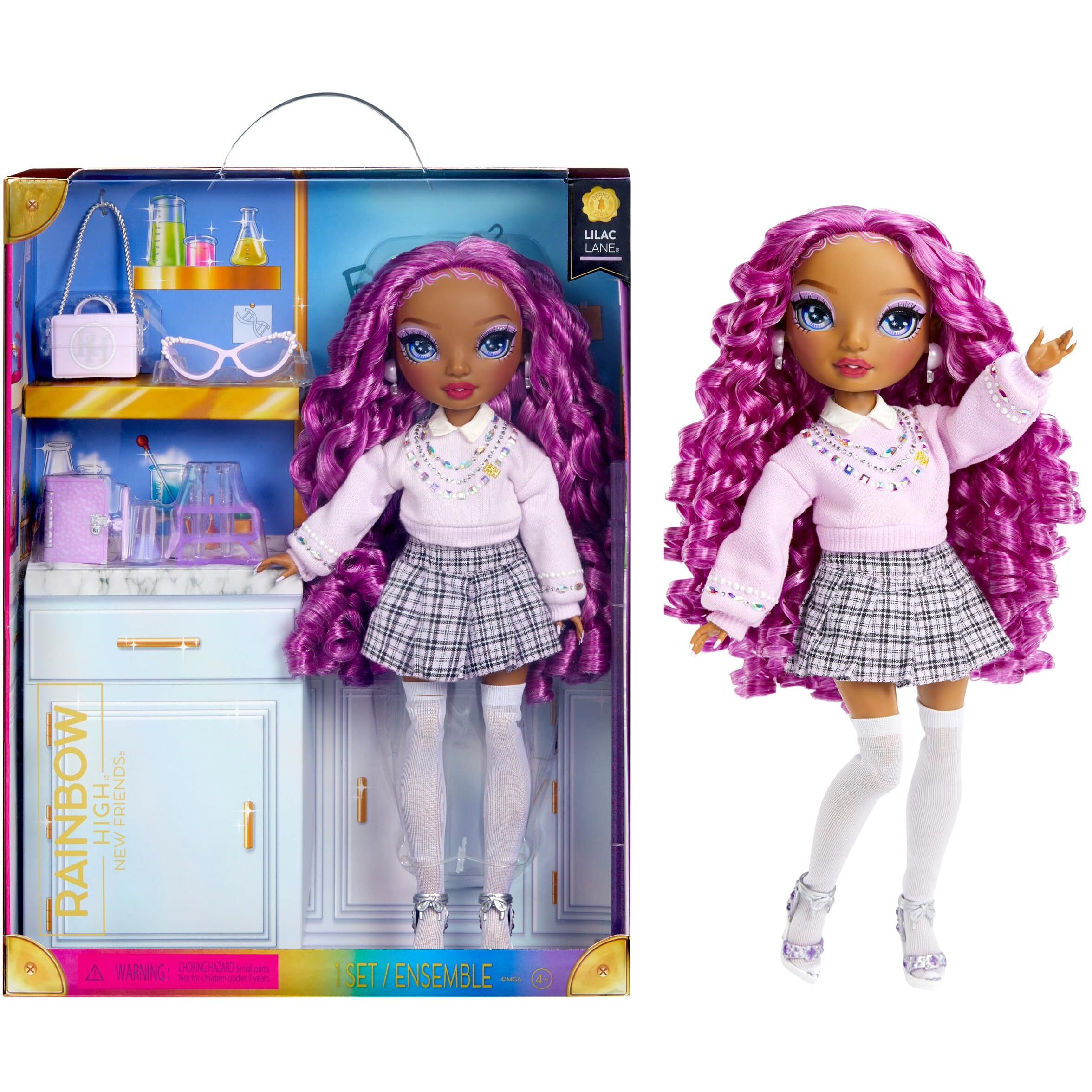 Rainbow High Lilac - Purple Fashion Doll In Fashionable Outfit, Glasses & 10+ Colorful Play Accessories. Gift For Kids 4-12 And Collectors.