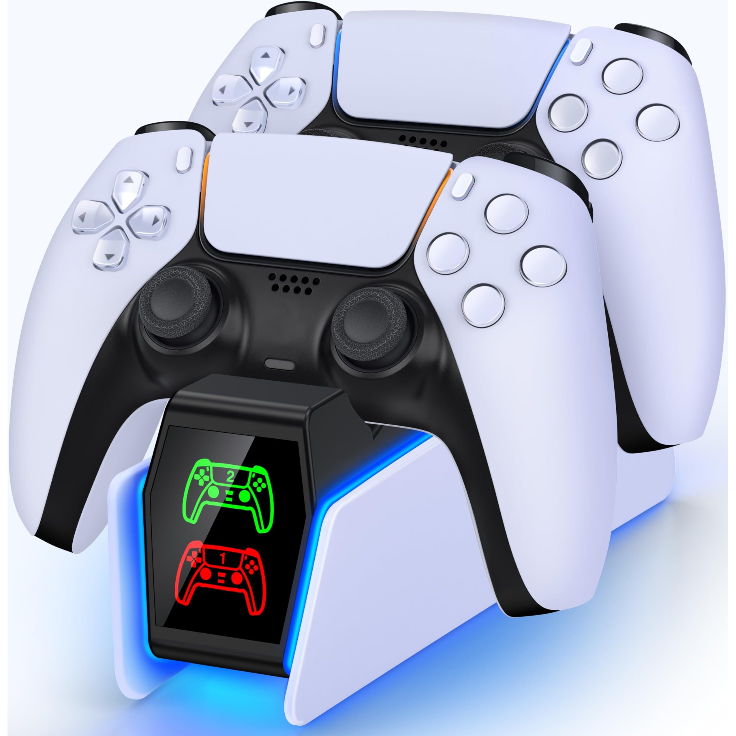 Ps5 Controller Charger Station For Playstation 5 Dualsense Controllers With Led Light Up Dual Stand Charger Dock, Ps5 Controller Charging Station Accessories For Dualsense Edge Charging