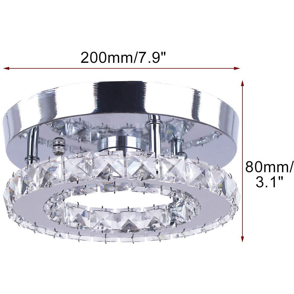 Diisunbihuo Modern Mini Led Chandelier Semi Flush Mount Crystal Lighting Ceiling Crystal Lamp For Bedrooms Dinning Rooms Hallway(Round Warm White)