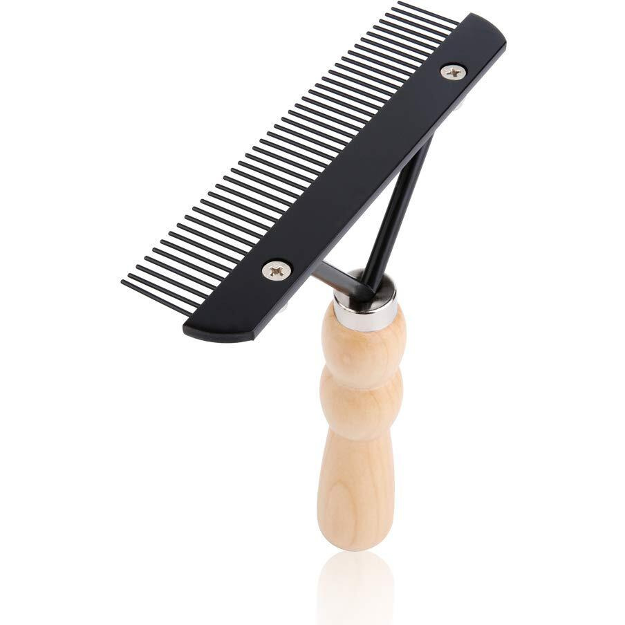 Ordermore Long Tooth Undercoat Dog Rake,Anti-Slip Wood Handle Grooming Rake,Steel Comb For Long Hair Pet