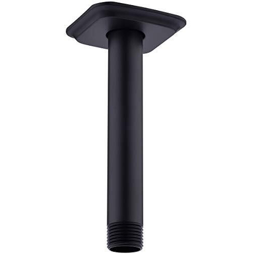 Shower Arm With Flange Ceiling Mounted 6 Inch Rainfall Shower Head Extention, Npt 1/2 To Nps 1/2 Stainless Steel Extender, Matte Black