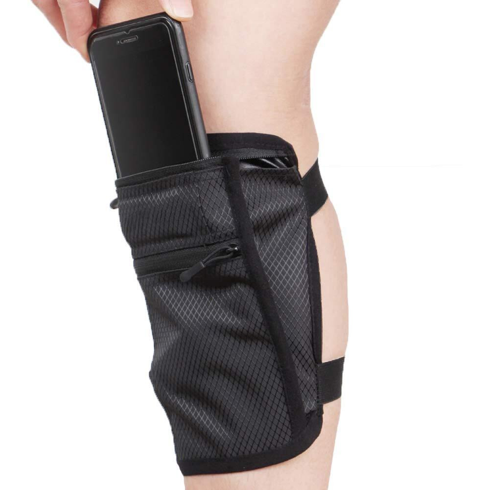 Ailzos Cell Phone Calf/Leg Band Holster For Riders And Hikers, Non-Slip Band Smartphone Holder For All Phones With Adjustable Straps, Sport Leg Band For Running, Walking, Equestrian, Motorcycle, Black