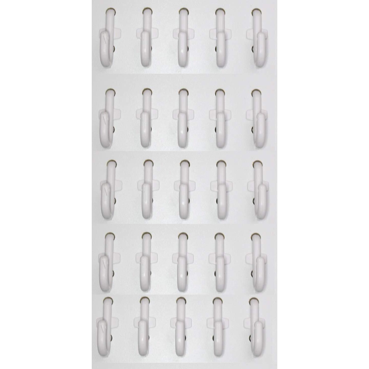 Jsp Manufacturing Plastic White J Style Pegboard Hooks Garage Tool Storage Fits 1/4" Pegboard Holes (Pegboard Not Included) (50)
