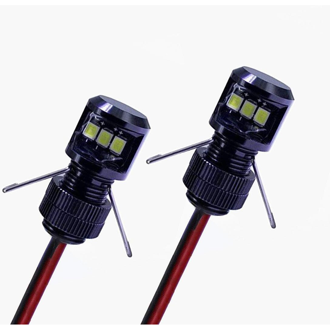 Oznium Side View Led Bolt - 12V Led Side Emitting Light For Bumper, Grille, Cars Interior, Dash, Ambient Lighting, Motorcycle With Aluminum Housing & Screw Nut (11 Mm Black, Green Led), 2-Pack