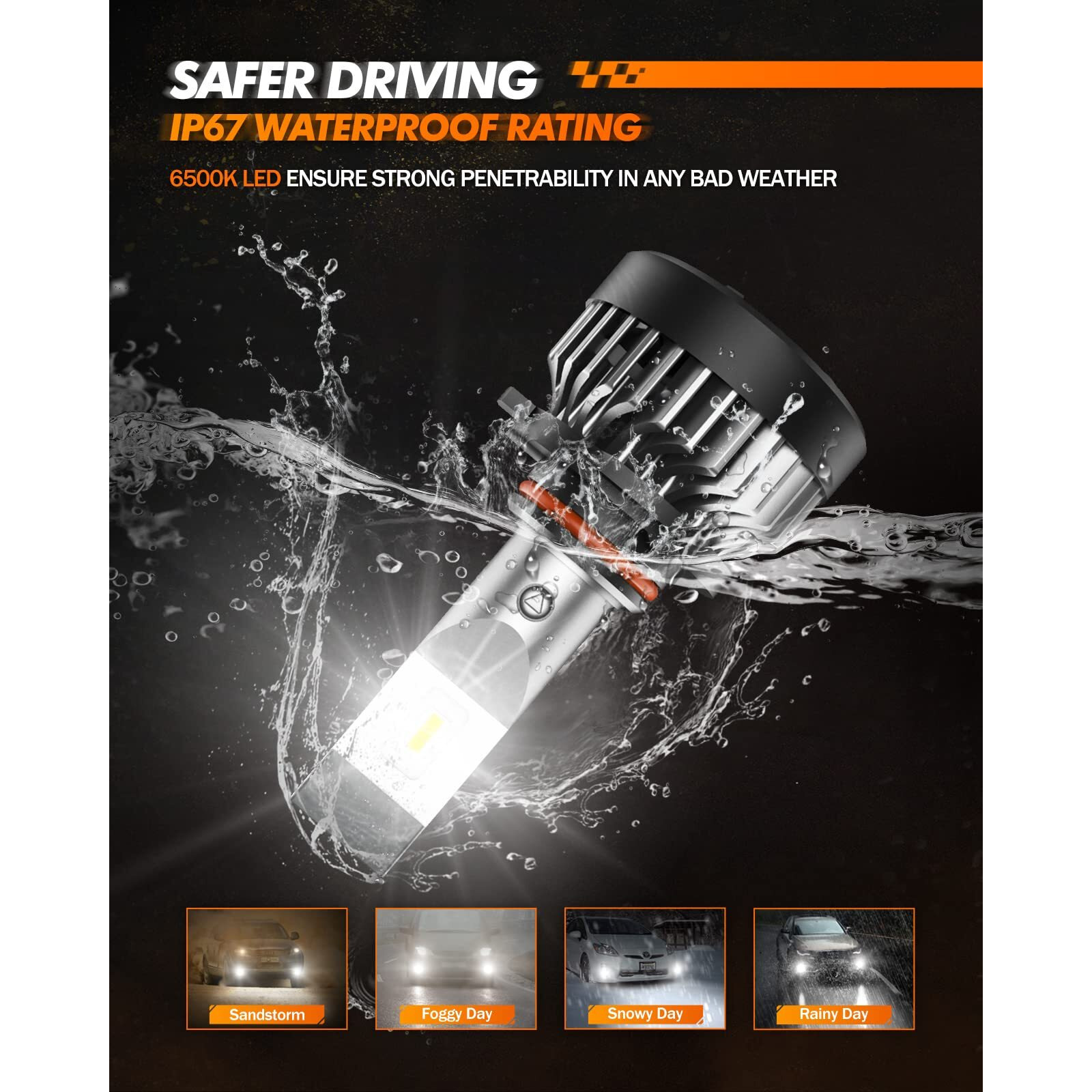 Sealight H10 9145 Led Fog Light Bulbs, Built-In 20000Rpm Turbo Fan 9140 H10 9145 Led Fog Lights 600% Brightness Led Bulbs, Superior Heat Dissipation, Drl Replacement For Cars, Pack Of 2