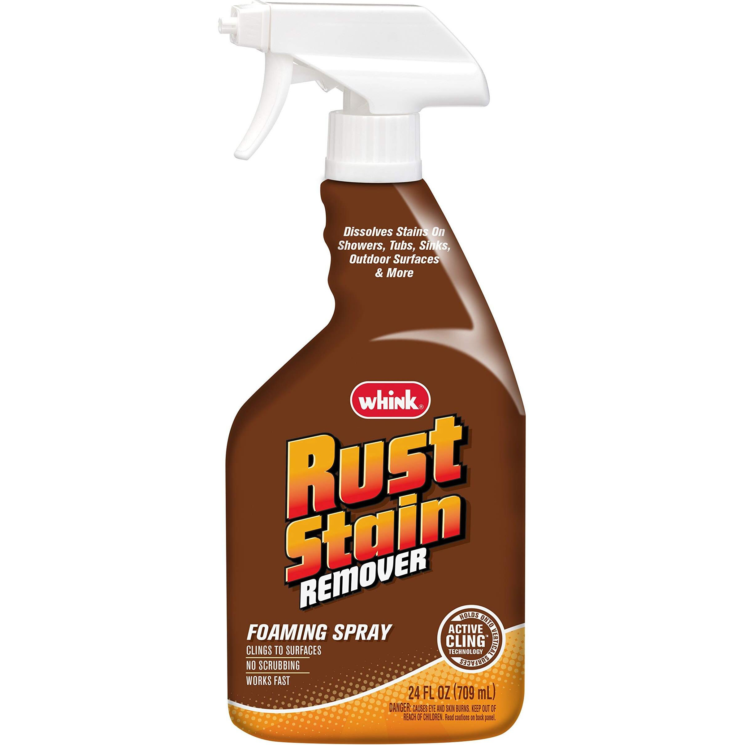 Rust-Oleum Whink Rust Stain Remover | Heavy-Duty Iron Stain Remover Foaming Spray With Excellent Cling For Toilets, Showers, Sinks, Outdoor Siding | 24 Oz