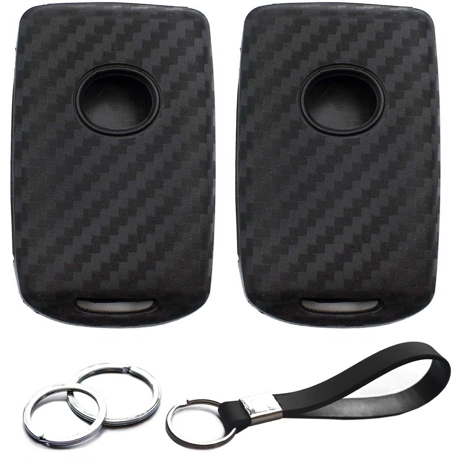 2Pcs Compatible With 2022 2021 2020 Mazda 3 6 Cx-30 Cx-5 Cx-9 Mx-5 Miata Carbon Fiber Looks Black Silicone Fob Key Case Cover Protector Keyless Remote Holder For Base Gs Gt Gx Touring Sedan Hatchback